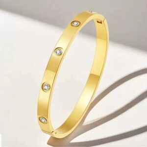 Elegant Gold Bangle Bracelet with Crystal Accents